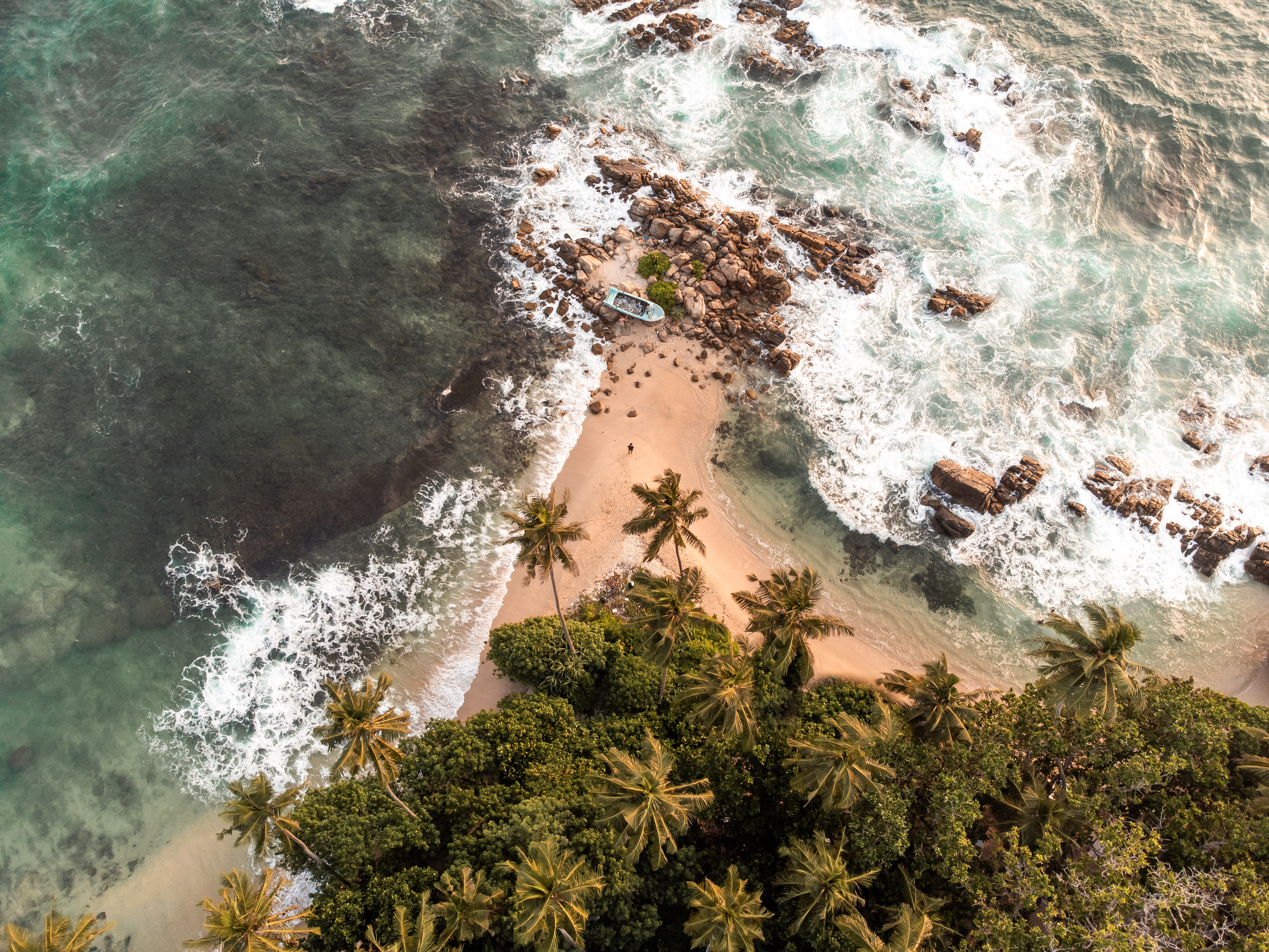 Aerial Sunset Photo of Secret Beach close to Mirissa in South Sri Lanka